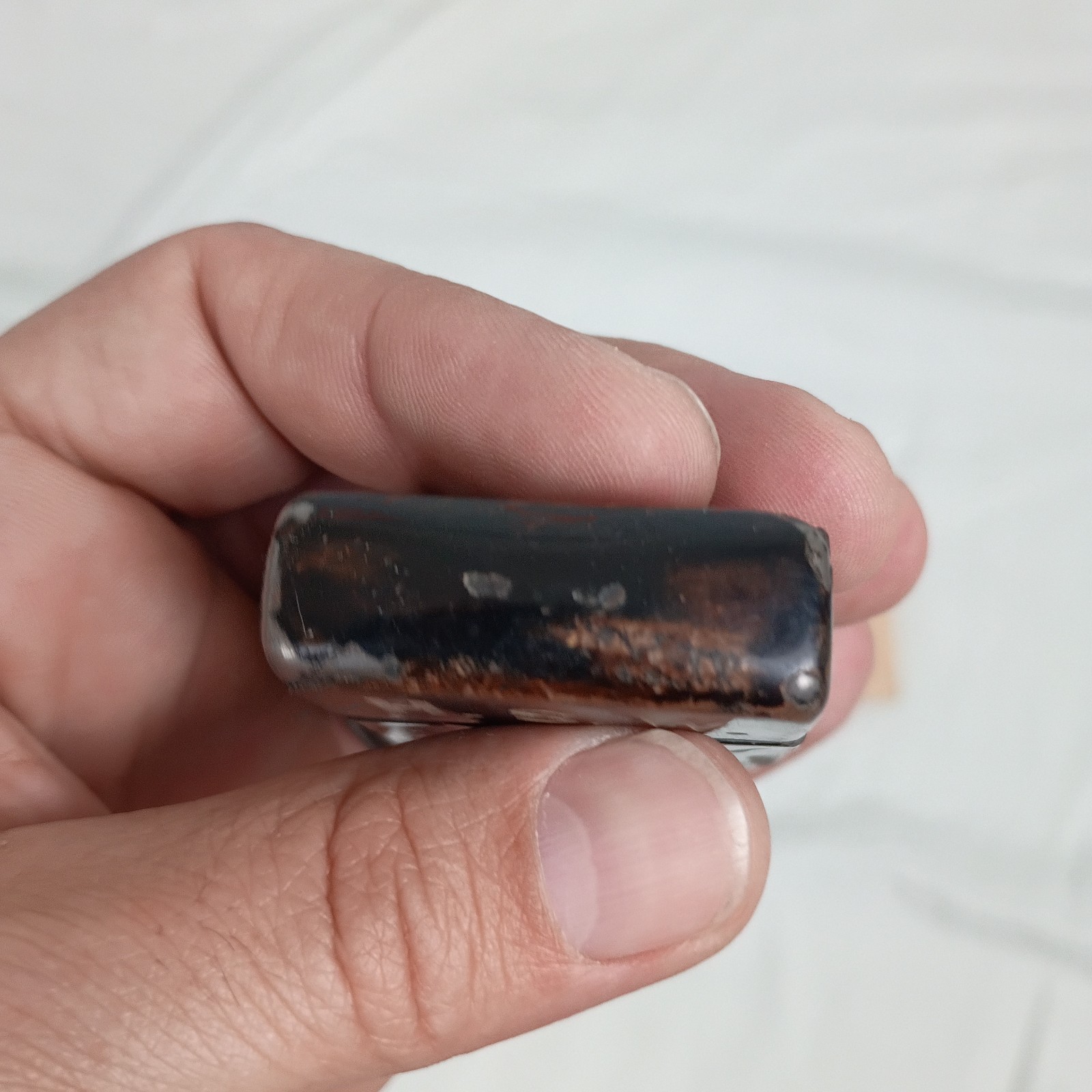 WWII Military 3 Barrel Hinge Zippo Black Crackle Lighter in Box Mother Of Pearl