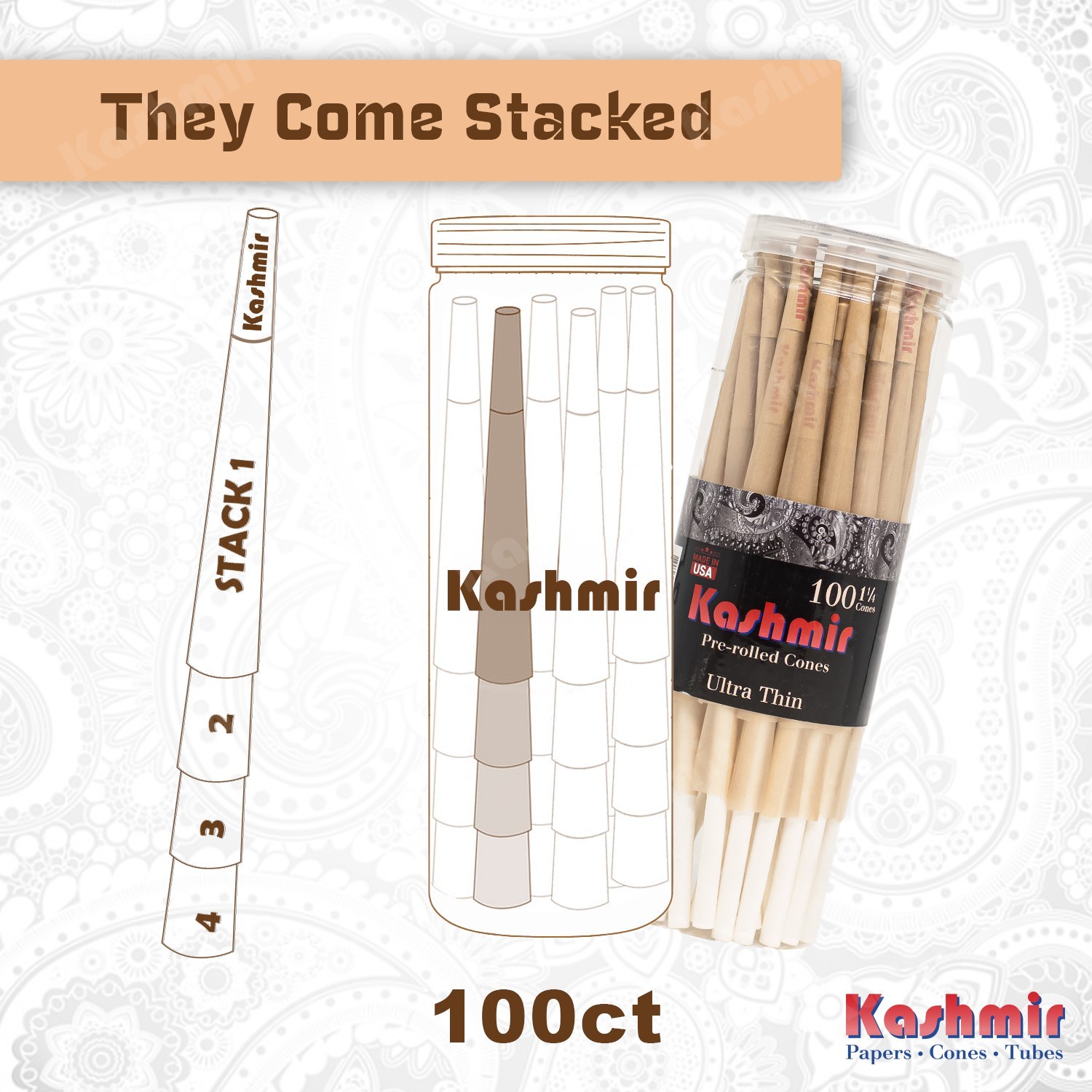 Pre Rolled Cones 1 1/4 Size Slow Burning Ultrathin Rolling Papers Cones: 100 Ct