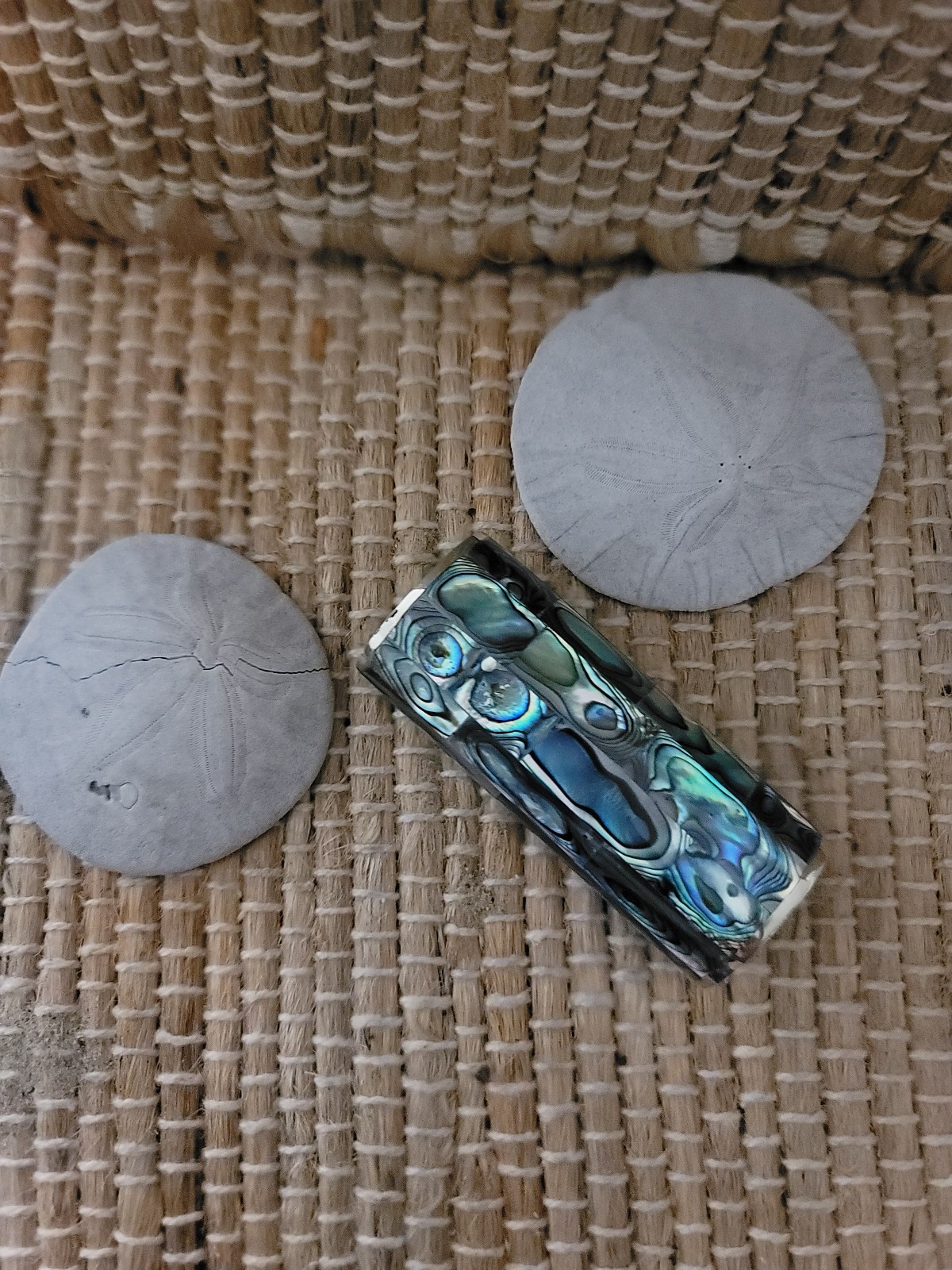 Handmade Abalone Shell Lighter Case BIC Fit Blue Green Mosaic Ocean Gift
