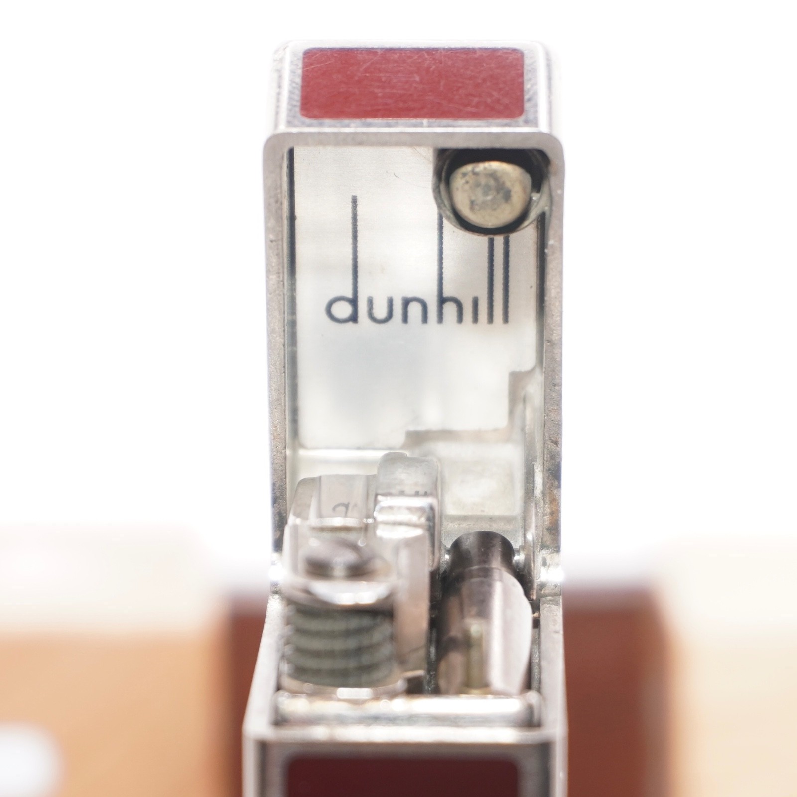Dunhill Lighter Silver/Red _Ultrasonically Cleaned_Working