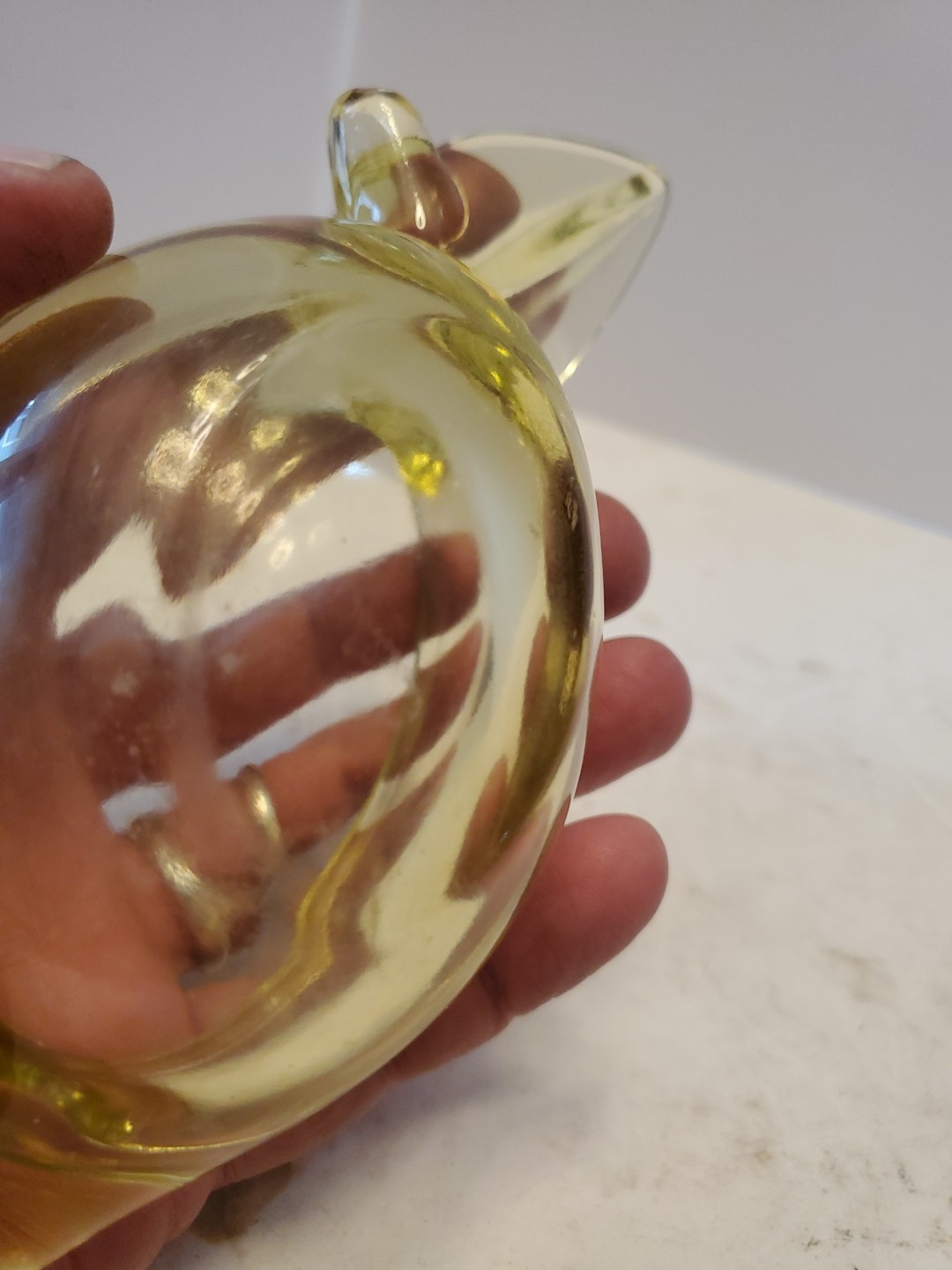 Vintage Mcm Blown Art Glass Yellow Lemon Shape – Ashtray – BEAUTIFUL! Retro