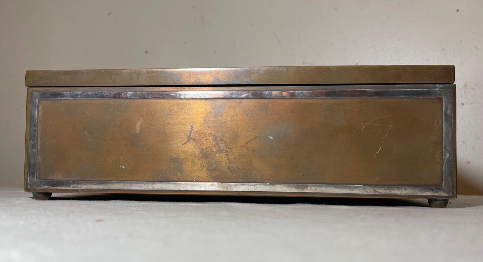 LARGE antique Heintz art metal bronze sterling silver cigar humidor box 4089