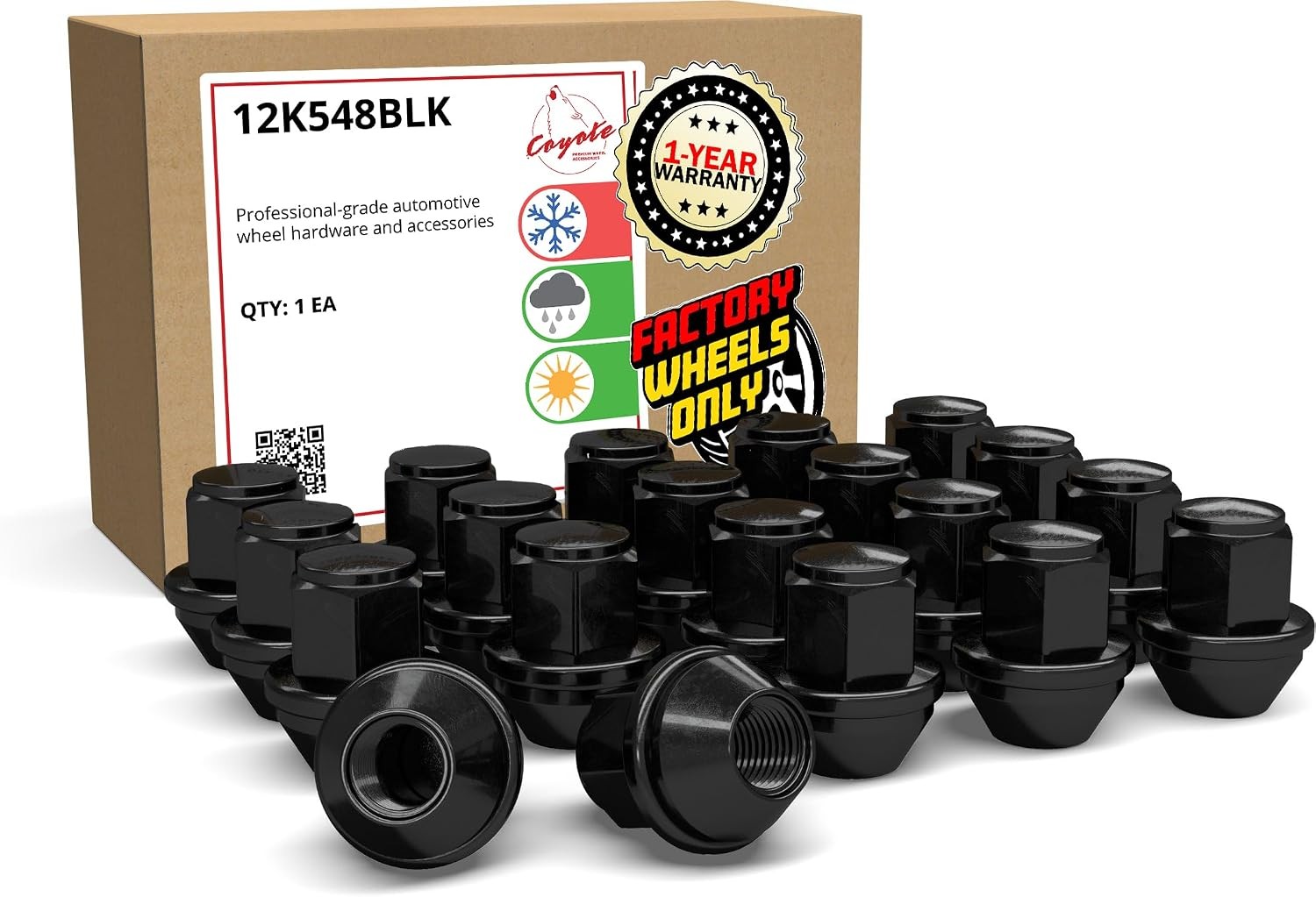 Wheel Accessories Parts 20 Pcs M14x1.5 14×1.5 Thread OEM Style Lug Nuts 1.45″ Lo