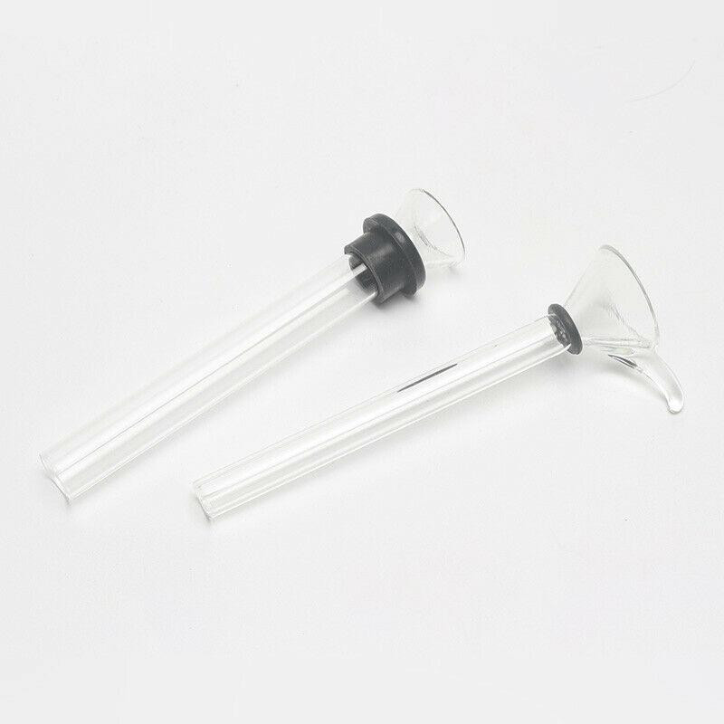 2pcs Hand Blown Glass Downstem Slider Set Bowl Funnel Stem with Black Rubber