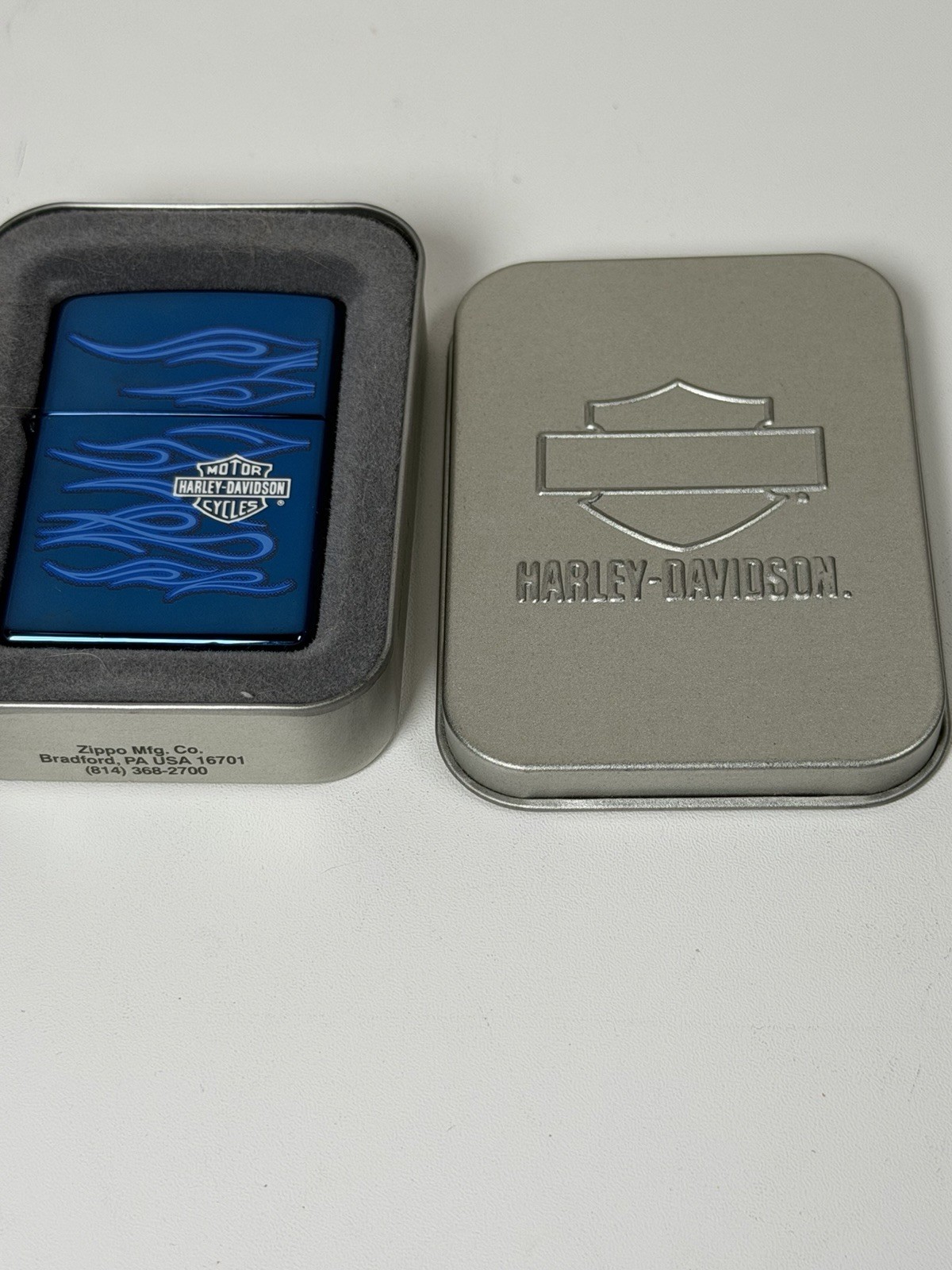 Zippo Lighter – Harley Davidson – Ghost Flames – Bar and Shield – Model # 20711