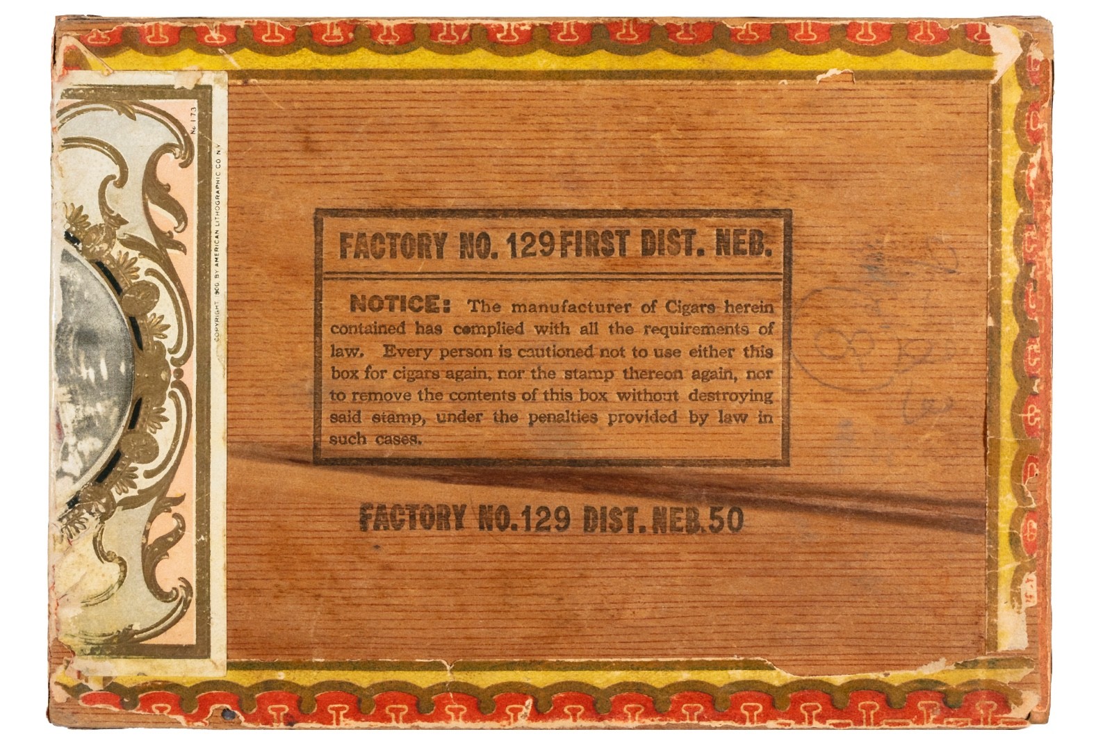 Scarce 1900s “Old Dad” 50 cedar cigar box is in fair condition