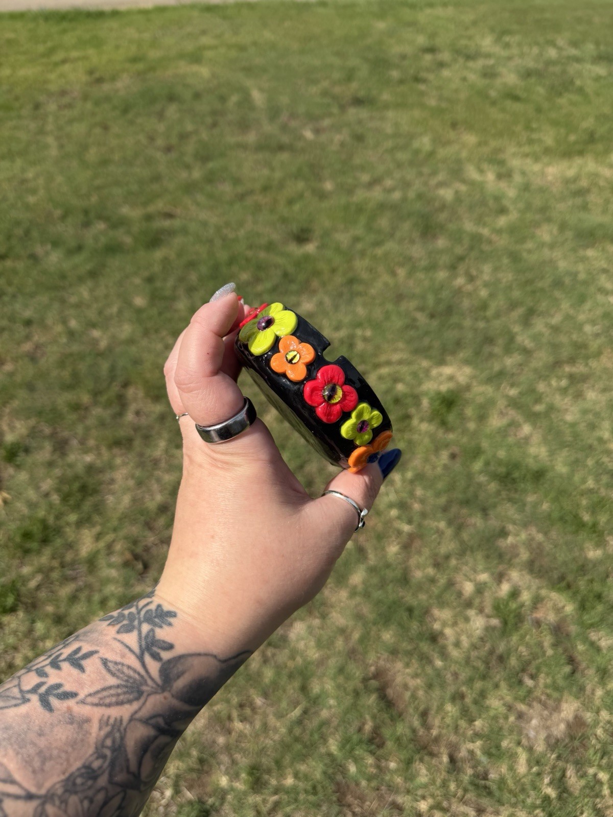 Glow In The Dark Trippy Ash Tray Psychedelic Art Smoking Accessories PolymerClay