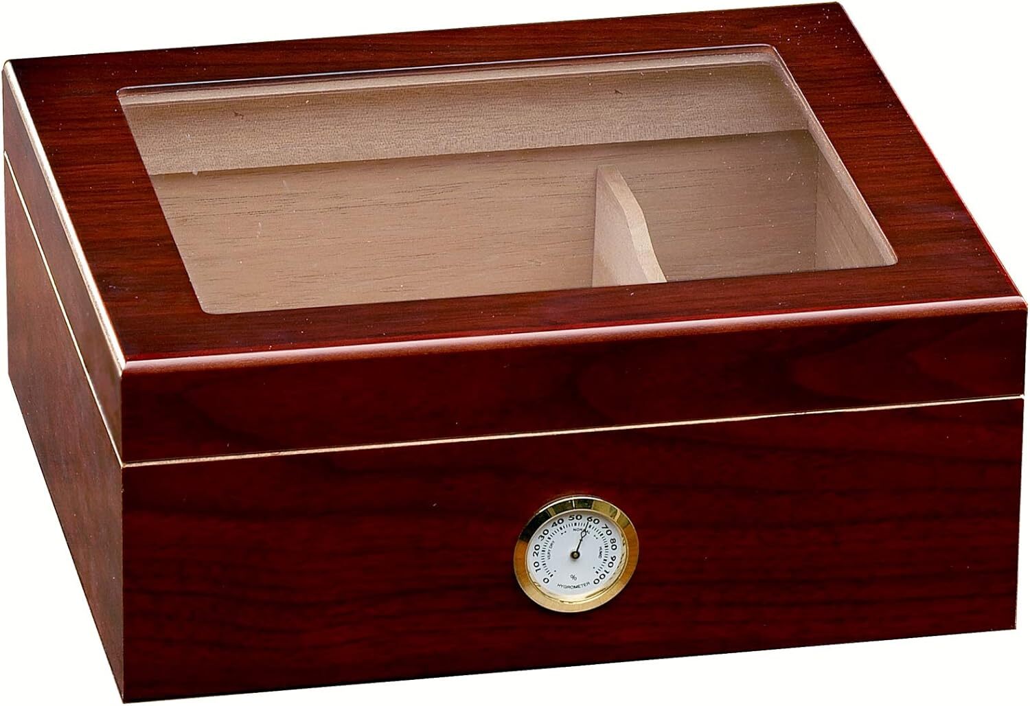 Prestige Import Group Chalet Glass Top Desktop Cigar Humidor with Hygrometer and