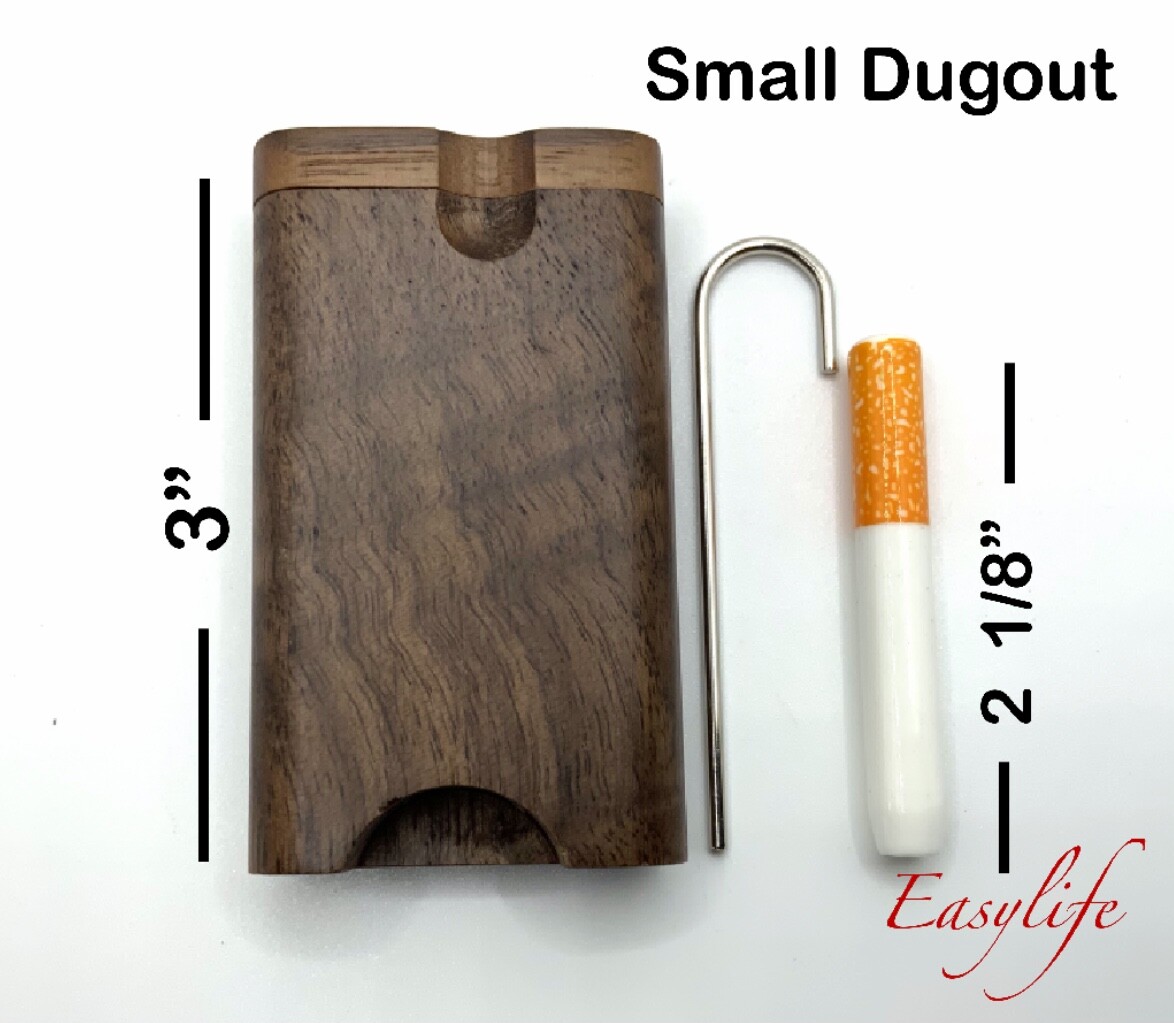 Wood Dugout 3″ With 2 1/8″ Ceramic One Hitter And Built In Clean out