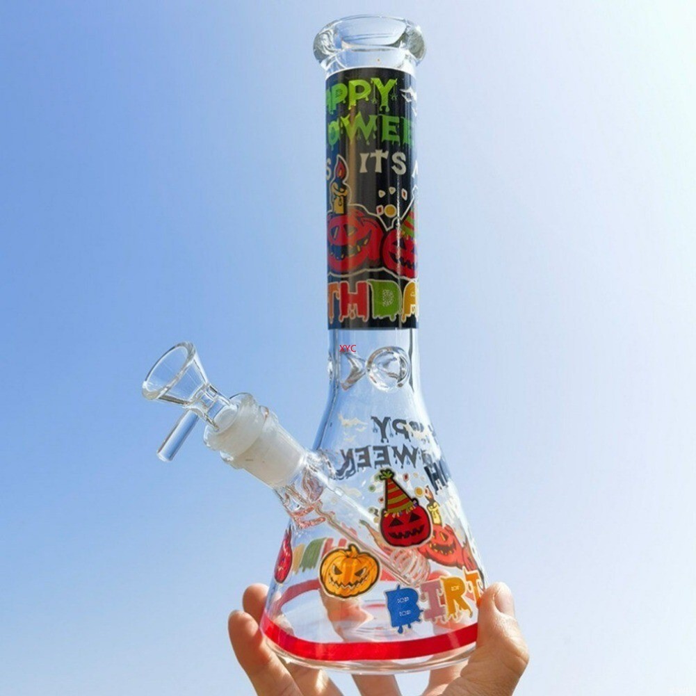 10″ Bong Luminous Pumpkin Glass Water Pipe Bubbler Smoking Hookah Halloween Gift