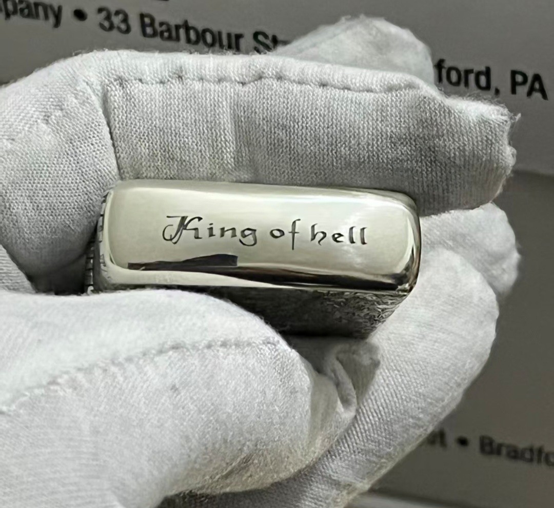 Zippo Lighter KING OF HELL SILVER BOX SILVER + New Box