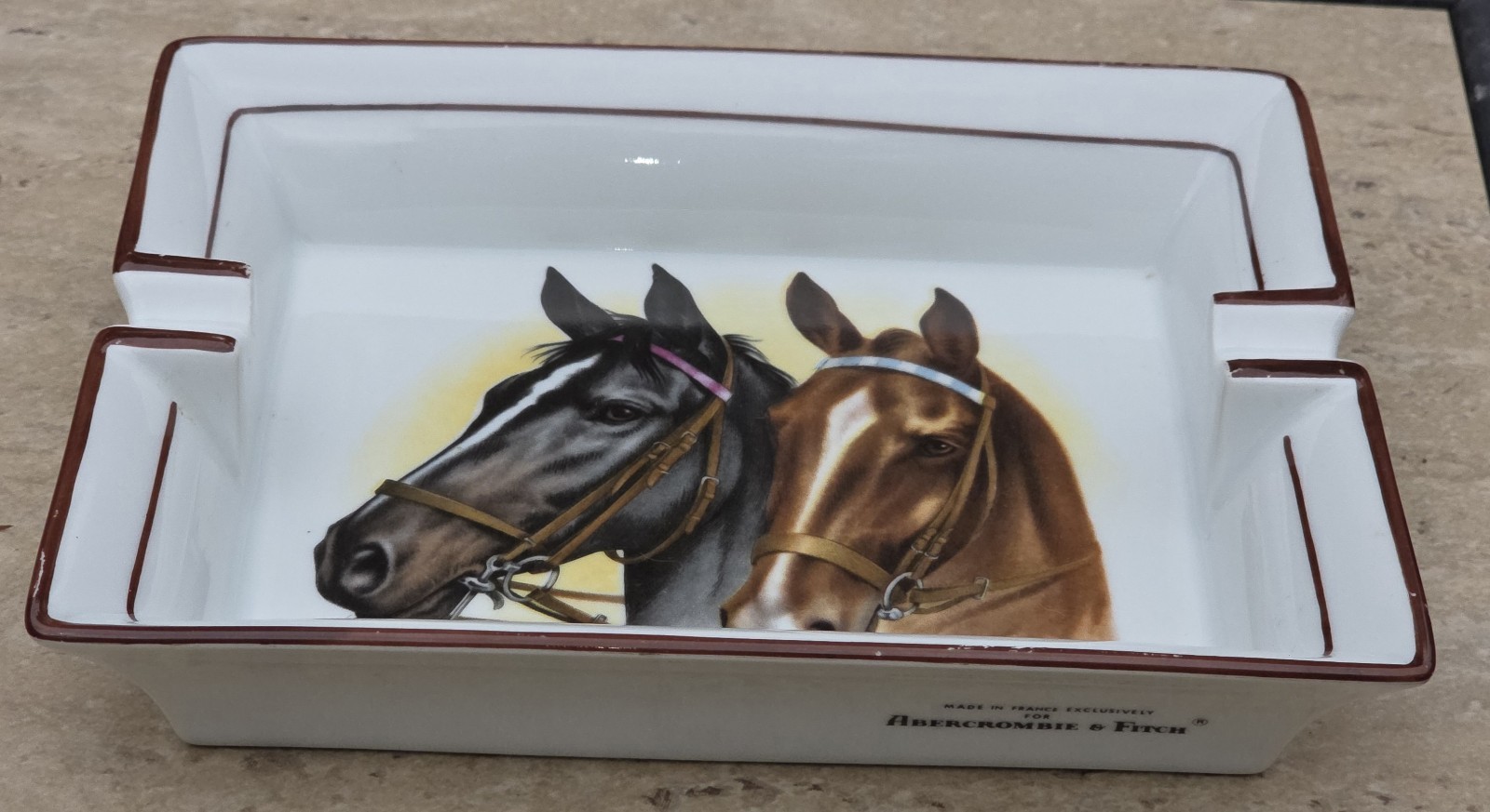 Vintage Abercrombie & Fitch French Porcelain Horse Head Ashtray Frank Vosmansky