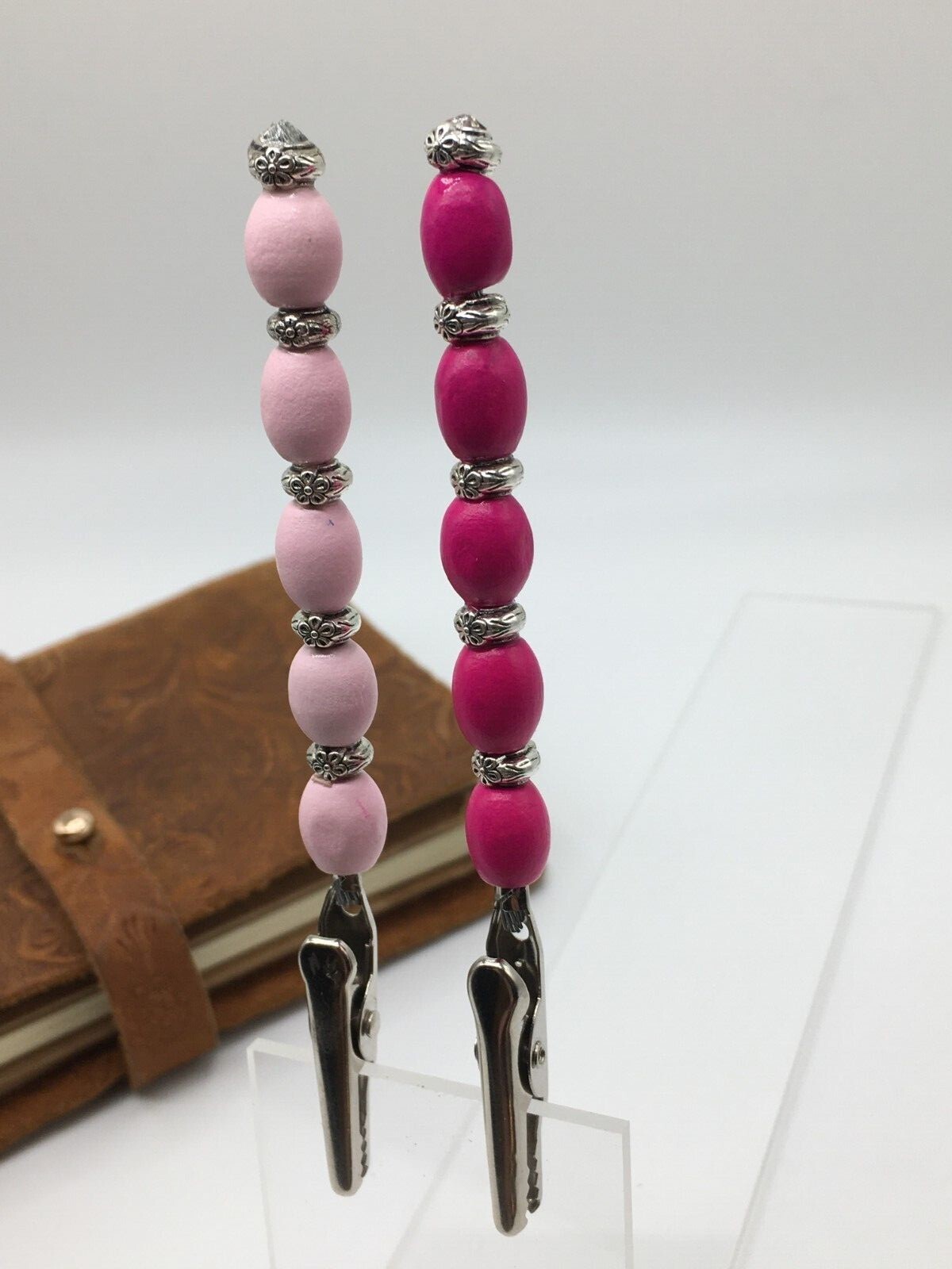 Bug’s Homemade Beaded Designer Roach Clip 4” Long – Pink/Silver
