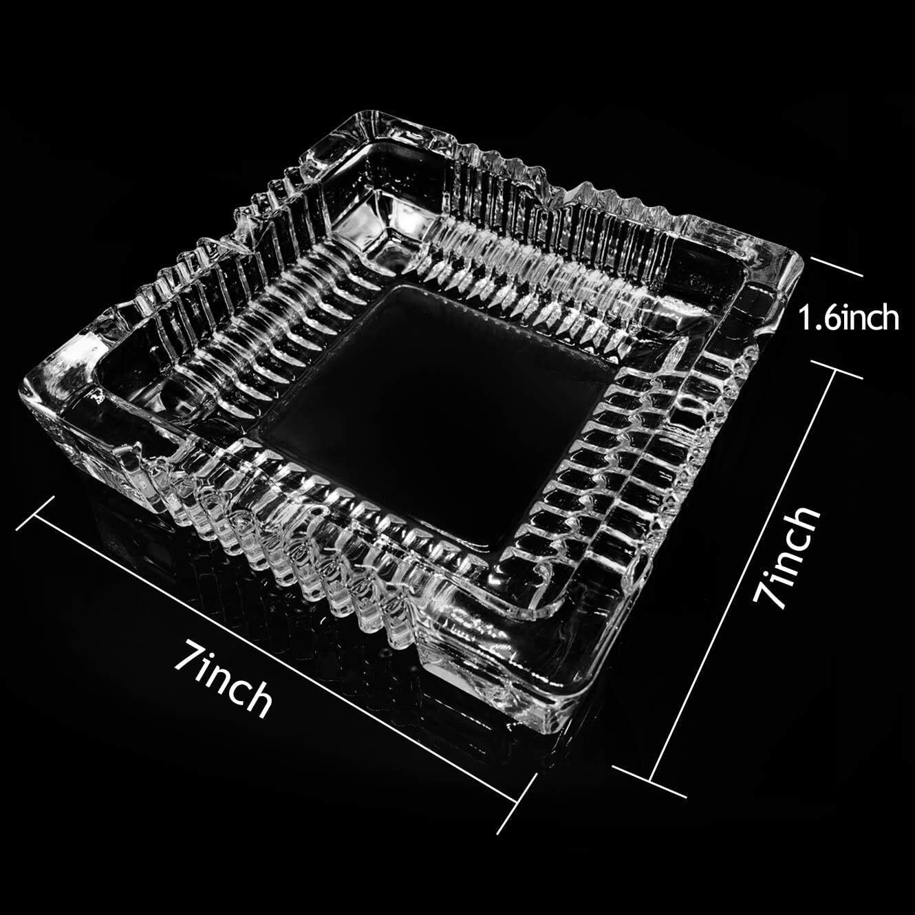 Large Glass Ashtray for Cigarette Cigar Clear Crystal Ashtray