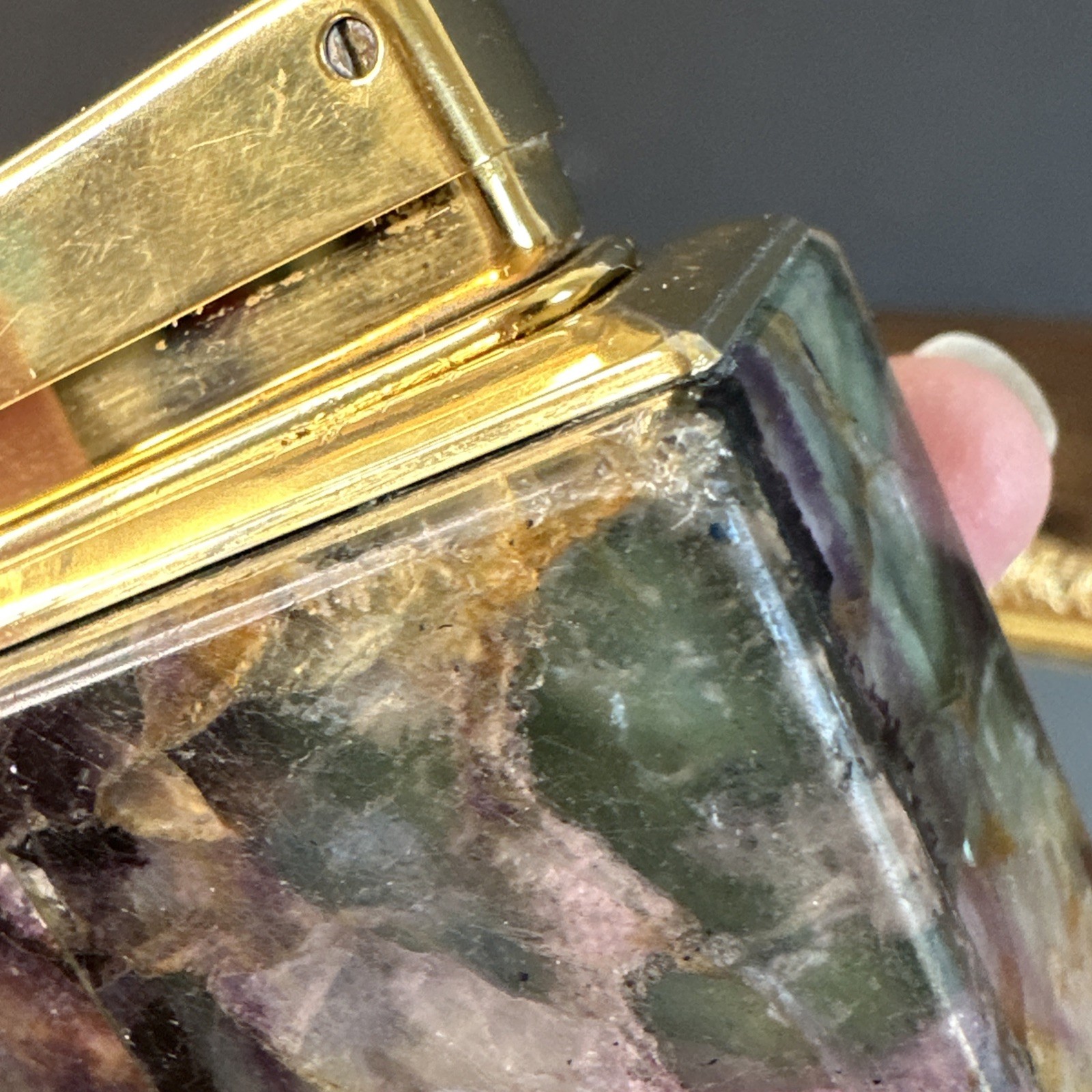 Rowenta Fluorite Table Lighter Germany Rare Not Tested Vintage Stone Art Deco
