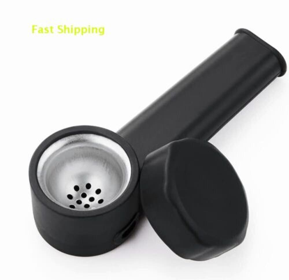 2-Pack Black Silicone Smoking Pipes – 4″ with Lid & Stainless Steel Screen