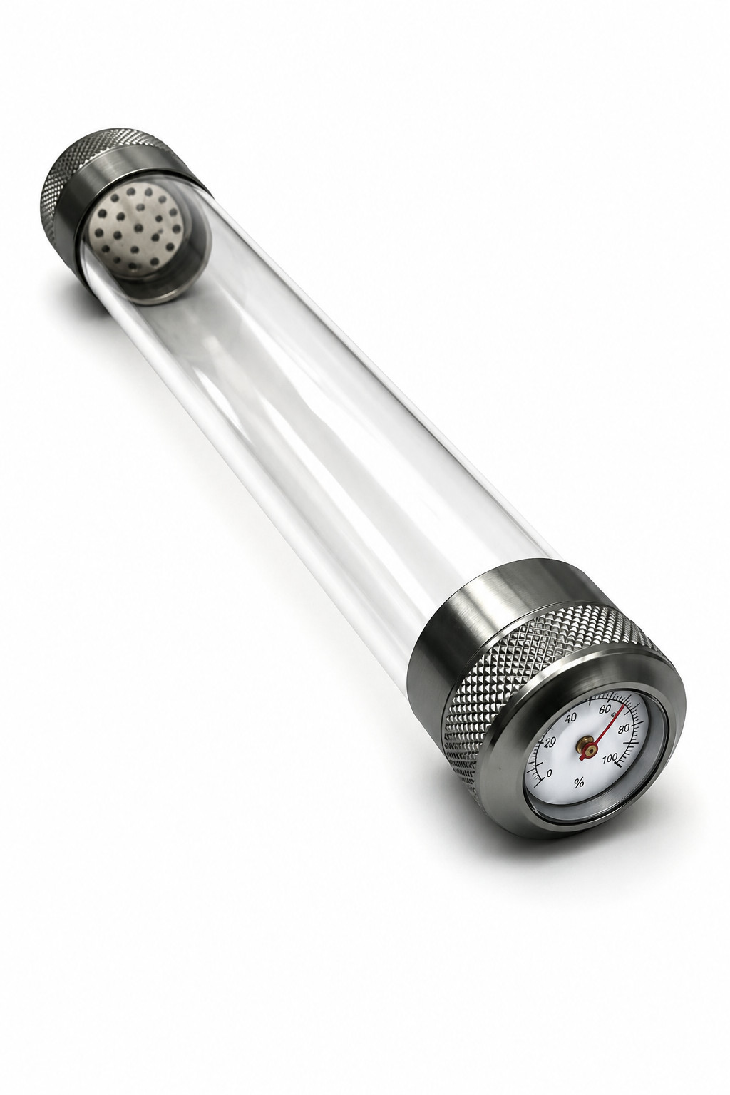 Clear Single Cigar Tube Humidor w/ Hygrometer Travel Case Aluminum 8.75