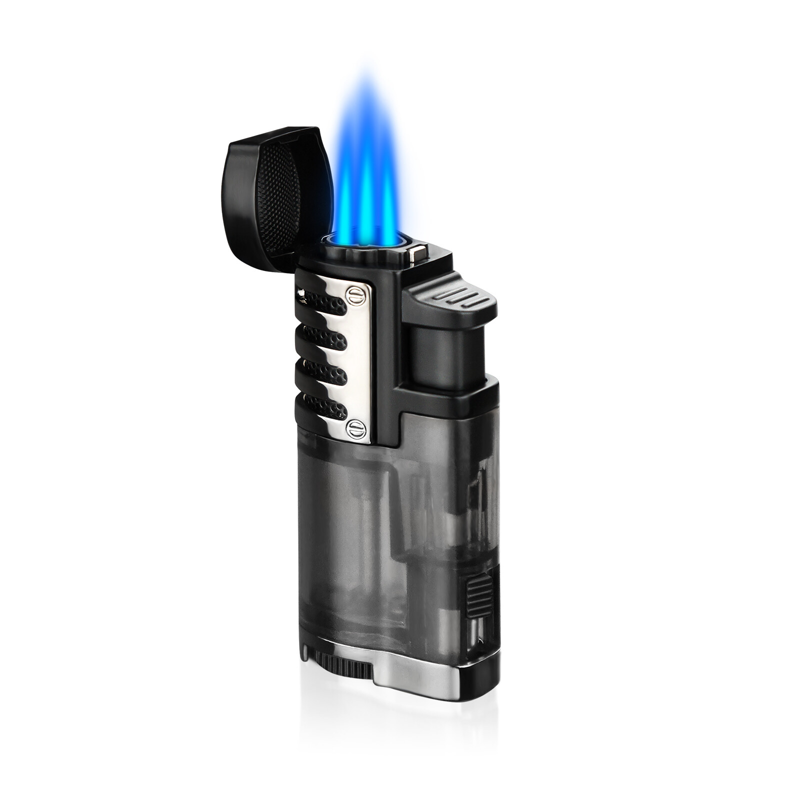 Torch Lighter with Punch Stand Rest Triple Jet Lighter Flame Butane Torch Lighte