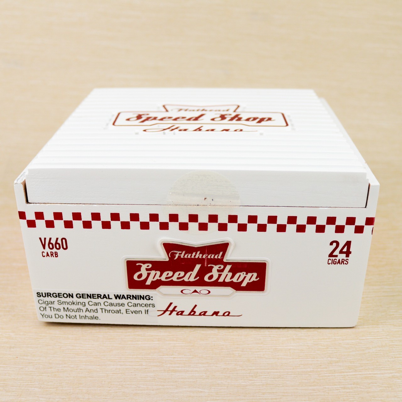CAO Flathead Speed Shop Habano V660 Carb Empty Wood Cigar Box 7.5″ x 6.75″ x 4″