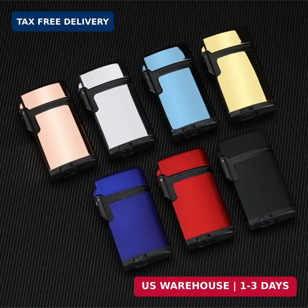 Mini Double Torch Lighter Windproof Butane Refillable Lighters Compact Pocket Ga