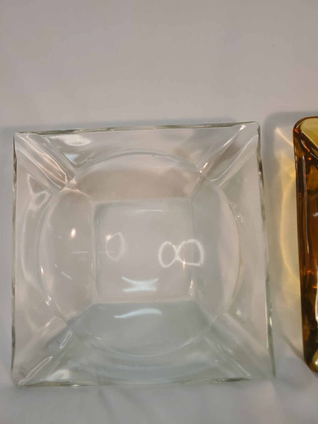 2~ Vintage Ashtrays Honey Amber & Clear Cigar Cigarette Heavy 3lbs.~ Read~