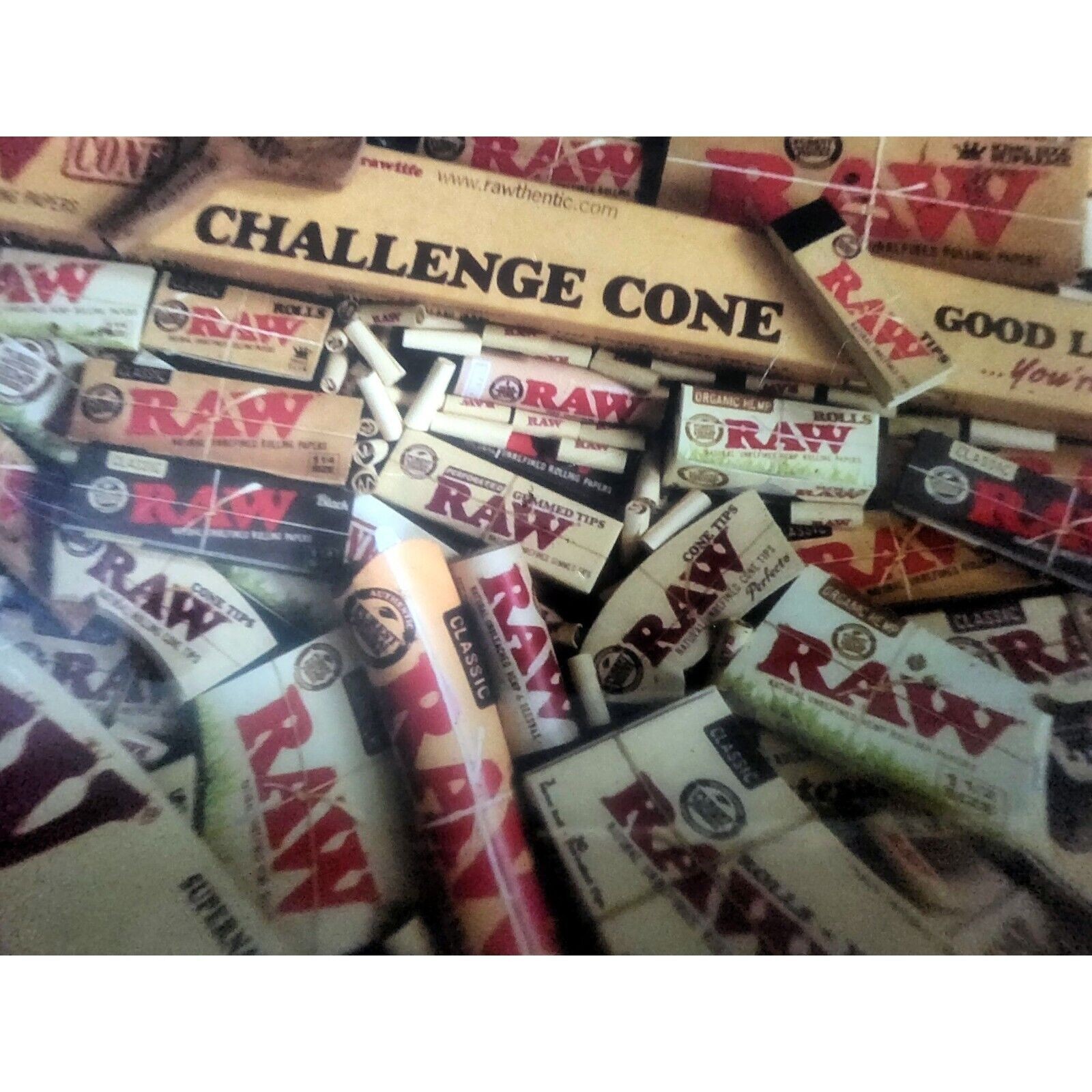 Raw Mixed Collage Metal Rolling Paper Cone Tray 11X7 Good Condition