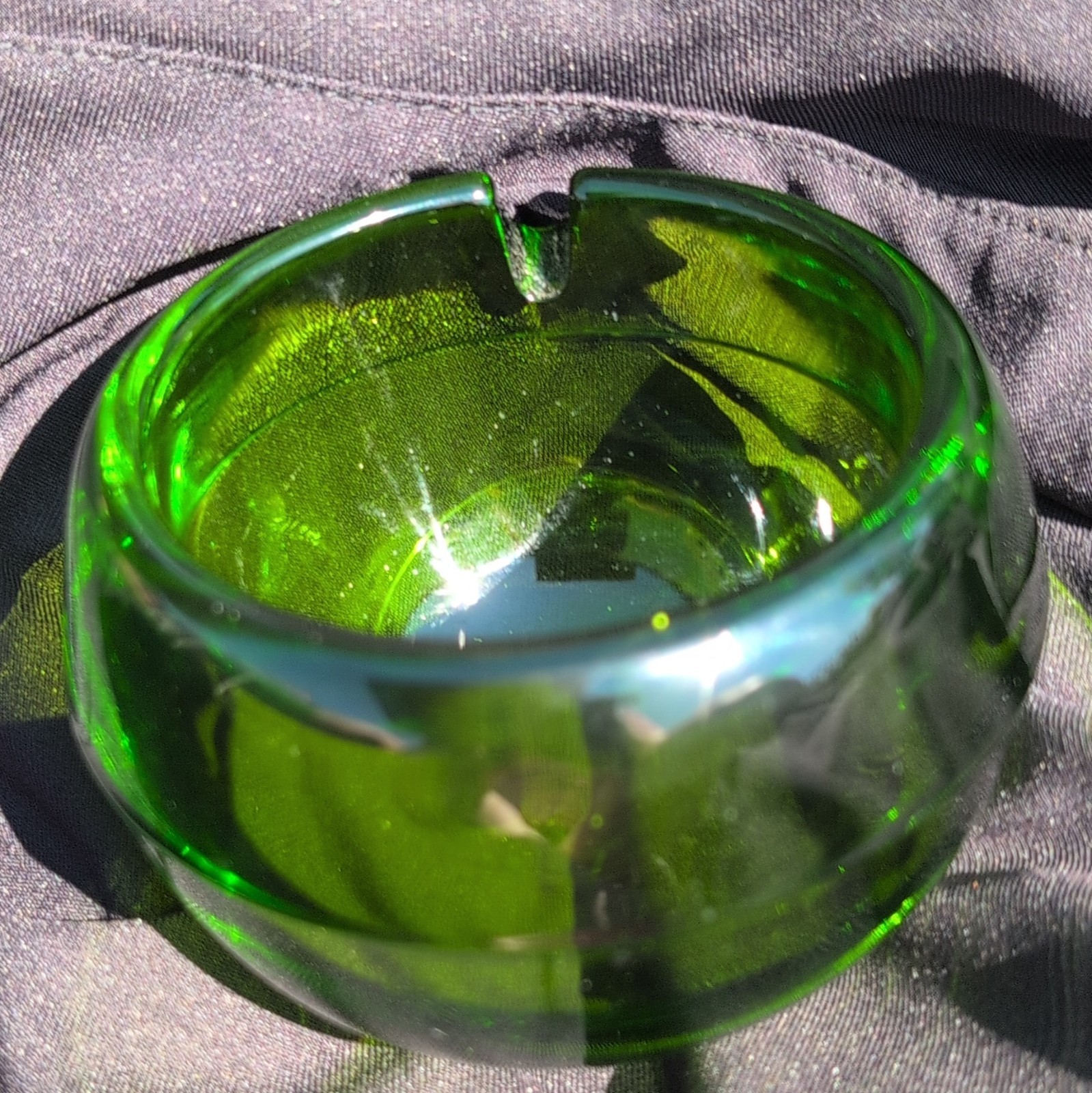 Viking Handmade Green Glass Table Lighter with Chrome Lighter Top