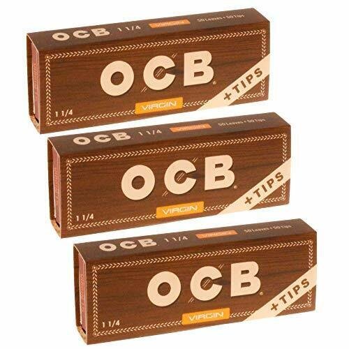 OCB Virgin Organic 1 1/4 Rolling Paper & Tips – 3 Packs – 50 Papers/Tips Each