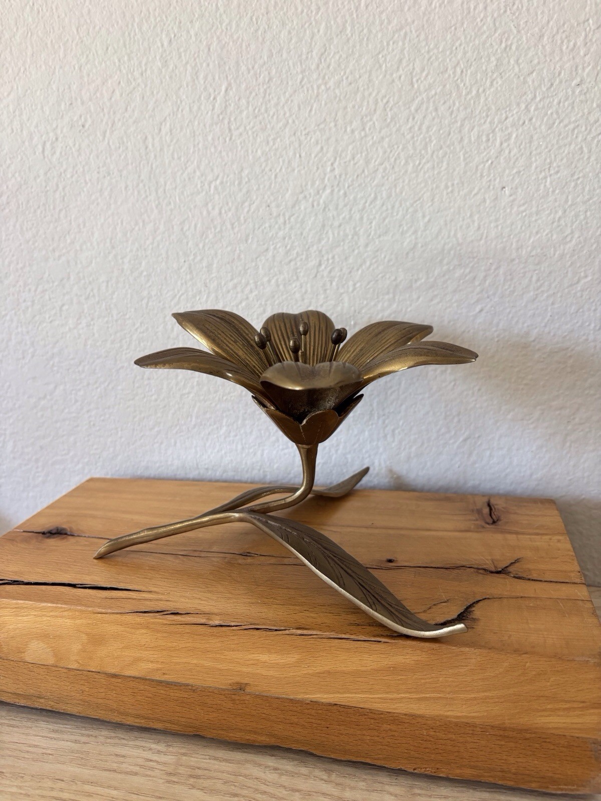 VTG Hollywood Regency MCM Brass Flower Ashtray Removable Petal Trays