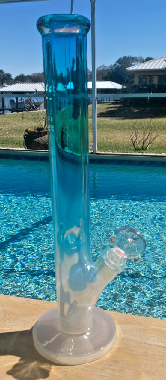 16.5″ 9mm THICK Holographic Rainbow Borosilicate Glass Straight Tube Bong 5″Base