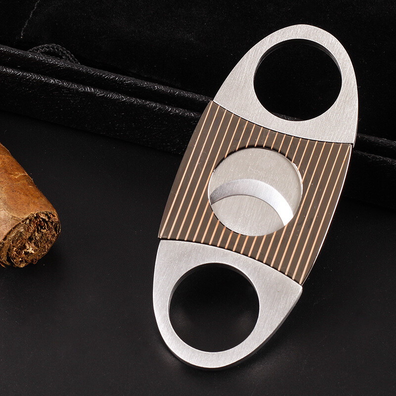 Portable Creativity Stripe Stainless Steel Cigar Cutter Tools Incision 22MM