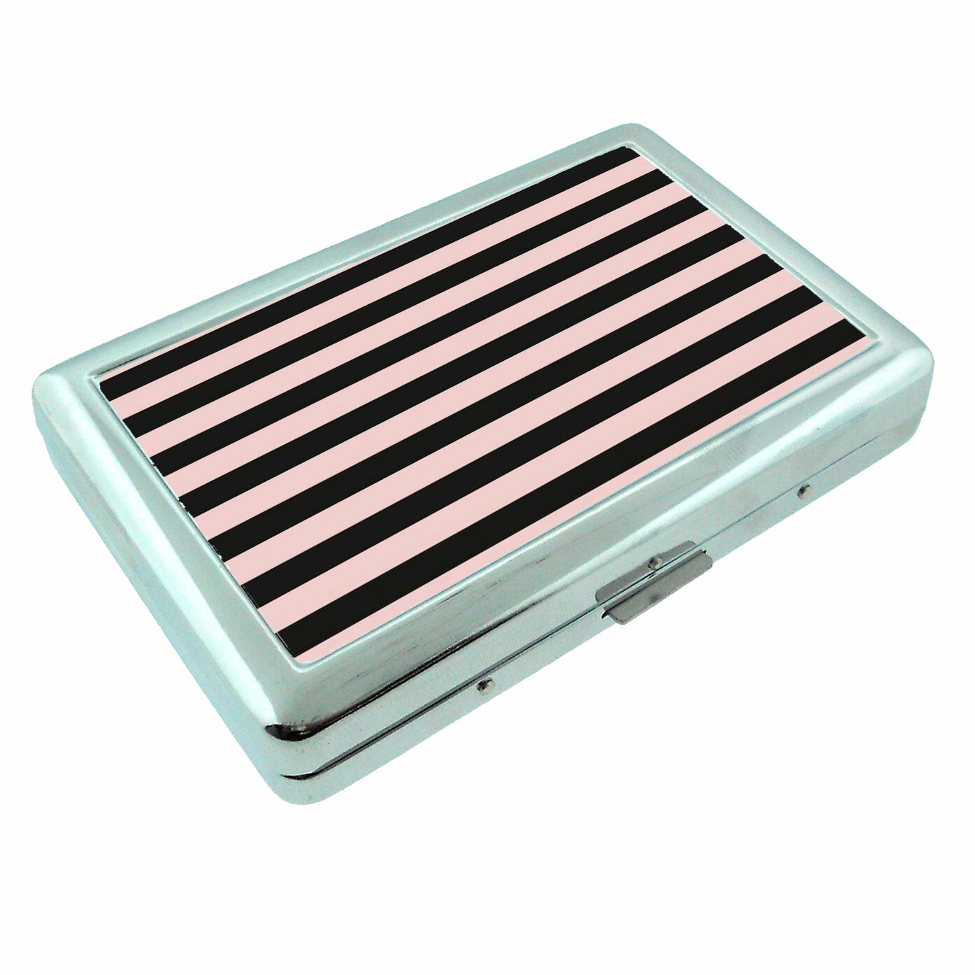 Black and Pink Striped Girly Glam Design Cigarette Case RFID Protection Wallet