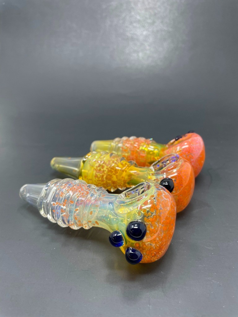 5″ Collectible Orange Fumed Splatter TOBACCO Glass Handmade Smoking Pipe