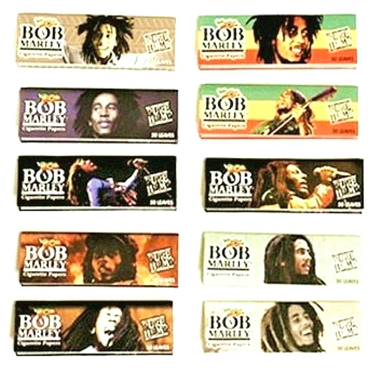 10x Bob Marley 1 1/4 Rolling Papers Pure Hemp *100% AUTHENTIC* 50Lvs USA Shipped