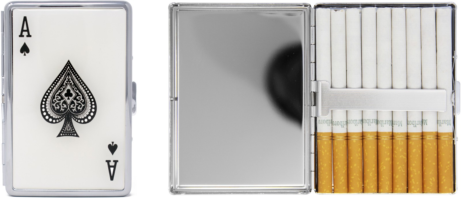 Set of 2 Ultra Compact 100mm Cigarette Case With Insert (Ace of Spades)