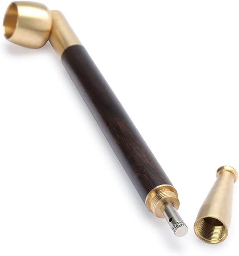 Wood Tobacco Pipe with Cleaners Brass Long Stem Kiseru Ebony 6.7 inch Pack