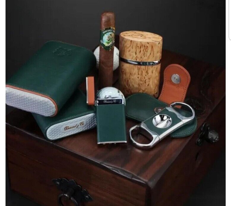 BRIZARD & CO L.E. 3 CIGAR CASE HOLDER GOLF AUGUSTA GREEN & WHITE ONLY 300 MADE