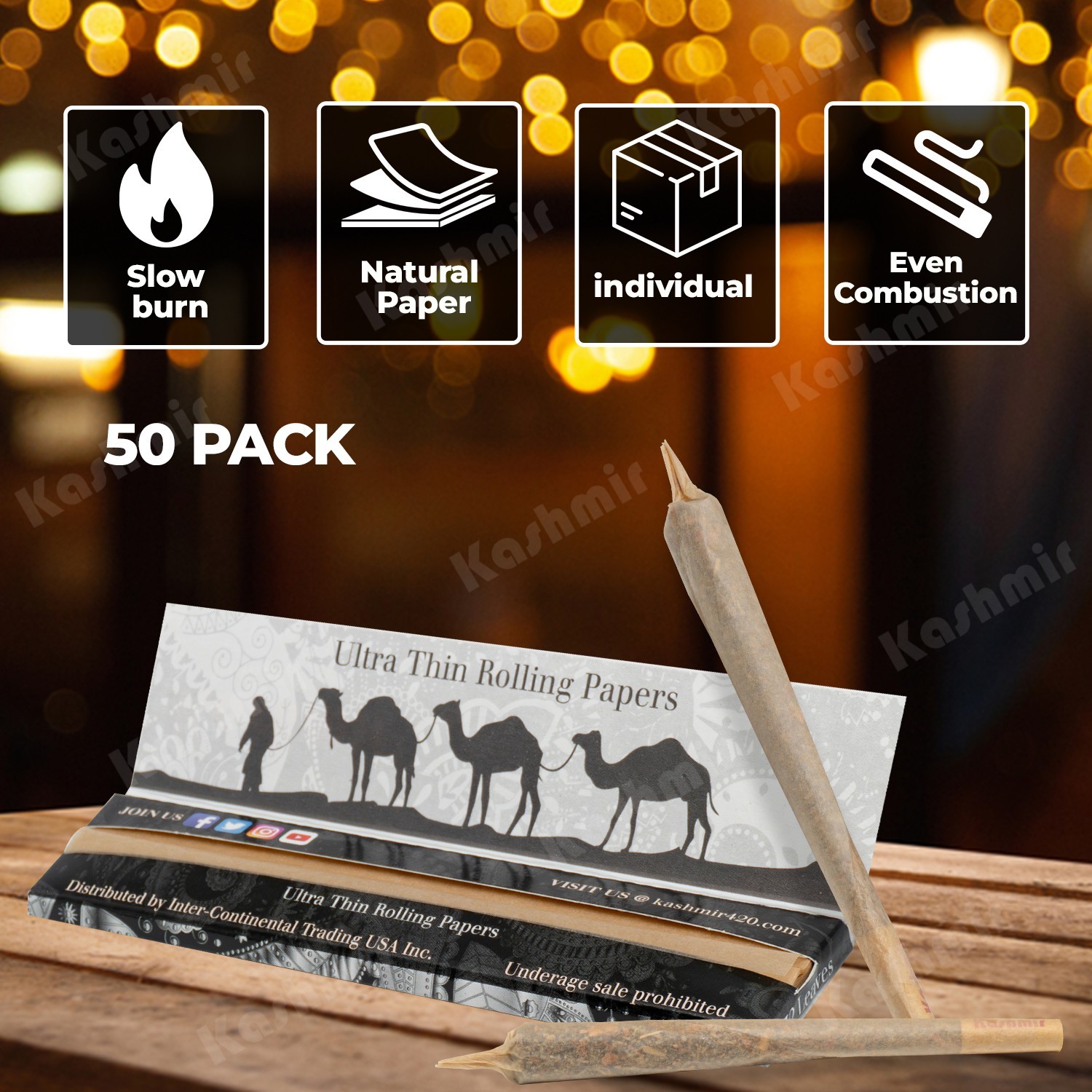 ULTRA THIN KING SIZE ROLLING PAPERS FULL BOX 50 BOOKLETS 32 LEAVES EACH -1600CT
