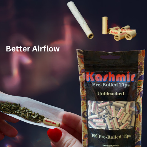Kashmir Pre Rolled Tips Authentic Tips Unbleached Cigarette Filter Tips – 100ct