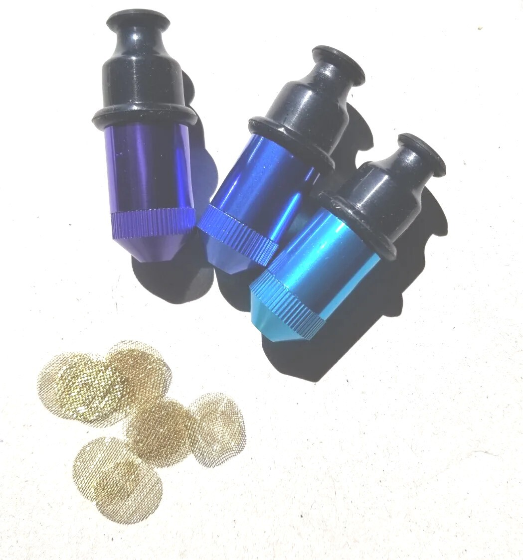 Purple blue aqua Set of 3 pieces sneak a toke american pipes with brass screens