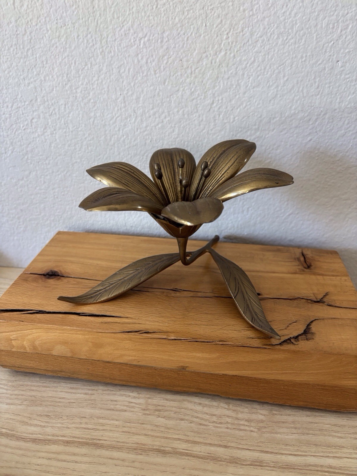 VTG Hollywood Regency MCM Brass Flower Ashtray Removable Petal Trays