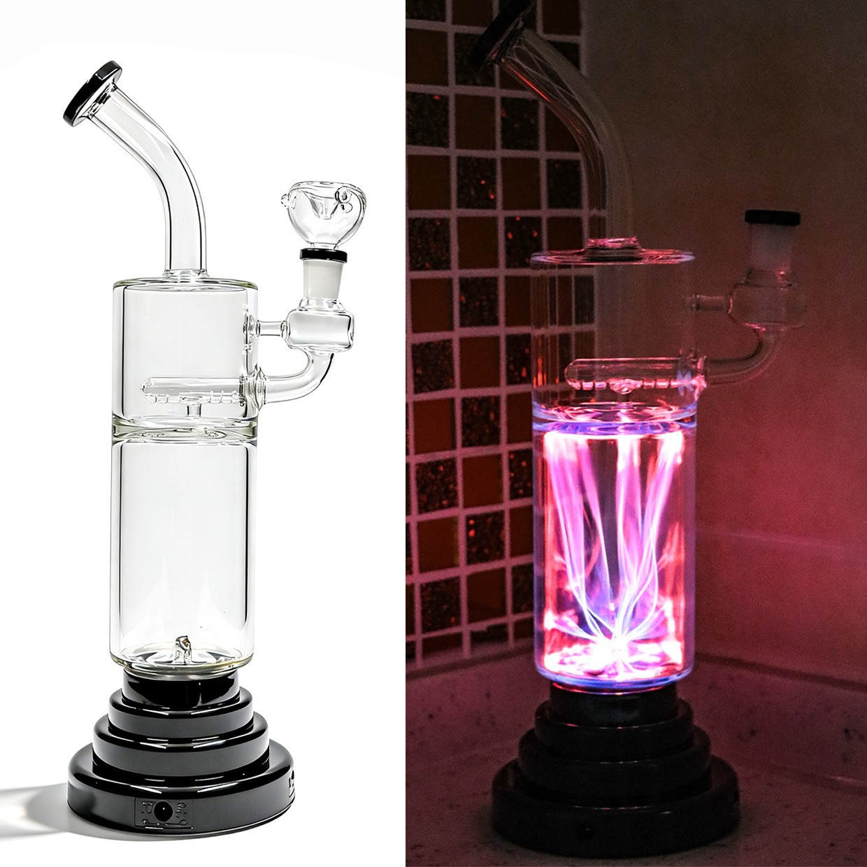 14” Plasma Electric Glass Bong Water Pipes Smoking Bongs W/ 14mm bowl Hookah