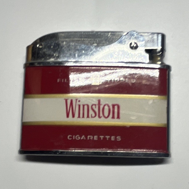Winston Cigarettes Pocket Lighter Red White Silver Collectible