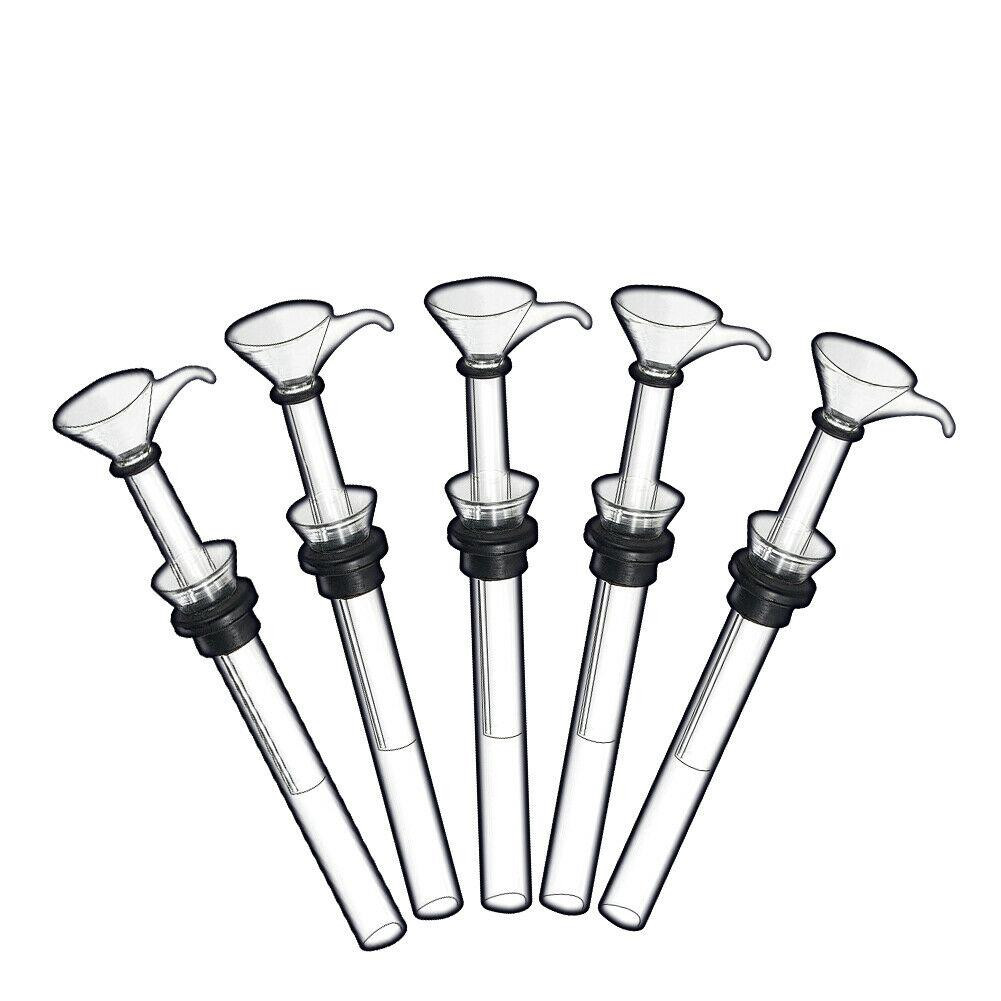 2pcs Hand Blown Glass Downstem Slider Set Bowl Funnel Stem with Black Rubber