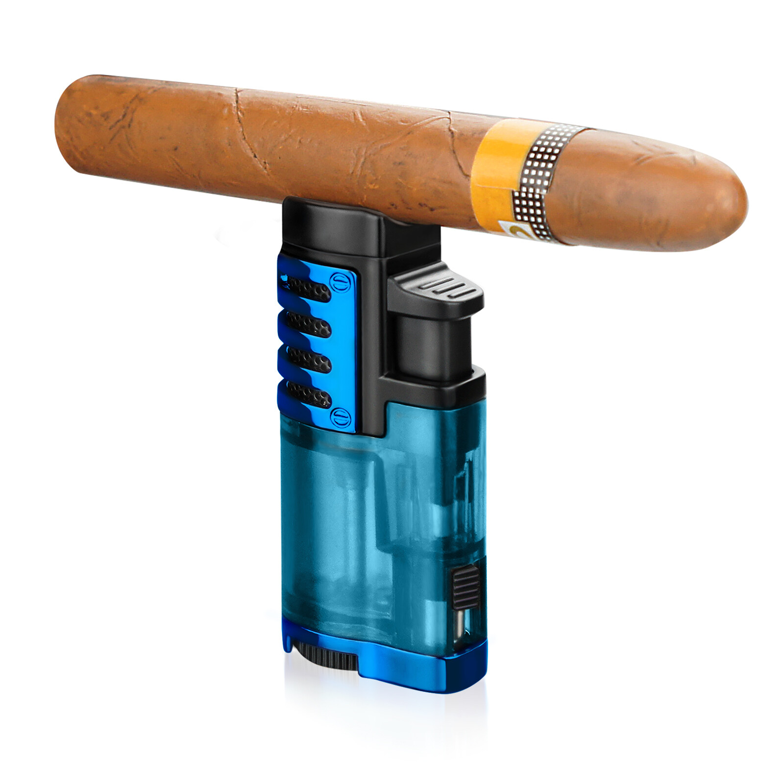 Torch Lighter with Punch Stand Rest Triple Jet Lighter Flame Butane Torch Lighte