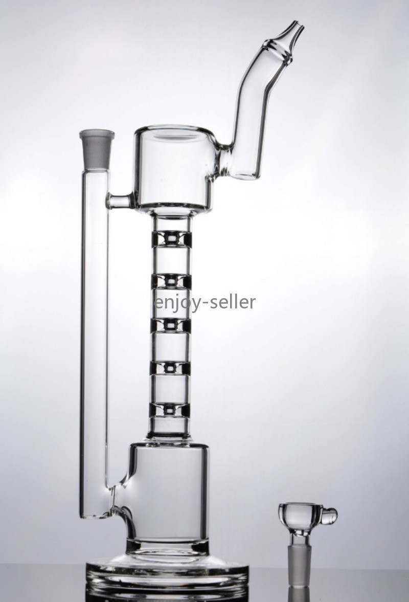 slender Retro Perc Glass Water Pipe bong Sidecar Hookah recycle Smoking Rig 14mm