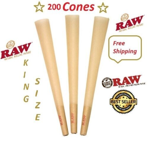 Authentic Raw King Size pre rolled Cones 200 CONE 109mm FREE SHIPPING