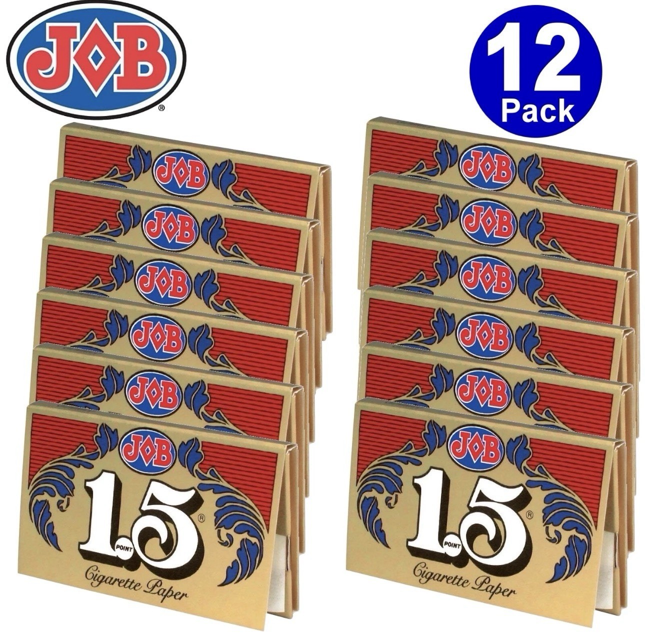 12X JOB Gold 1 1/2 1.5 Rolling Papers 12 Booklet (24 Paper Each)