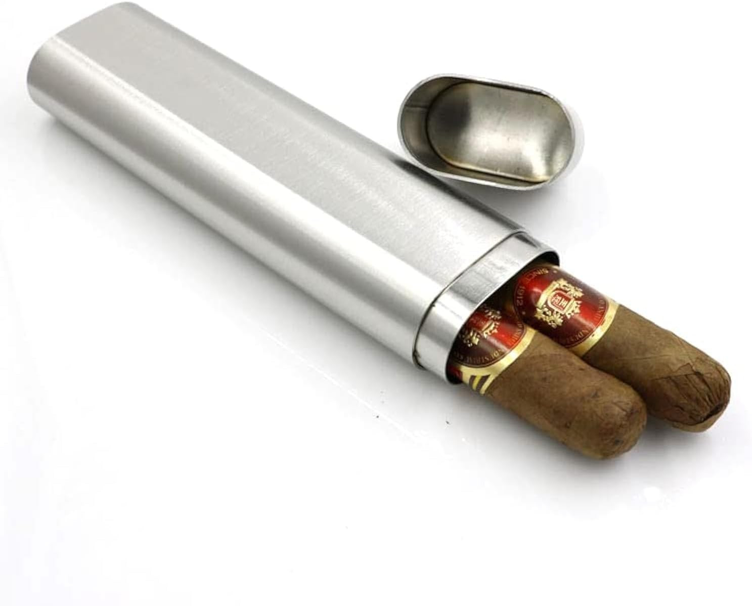 Stainless Steel Cigar Case Cigar Tube Pocket Cigar Holder (Brush Finish)