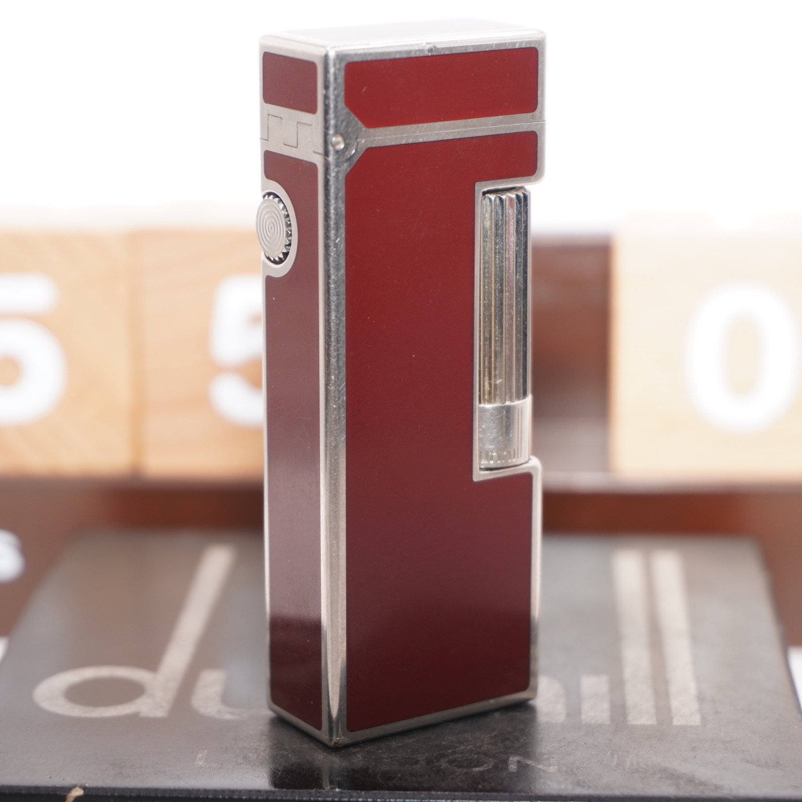 Dunhill Lighter Silver/Red _Ultrasonically Cleaned_Working